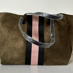 Nieman Marcus Green Velvet & Black Tote Bag NEW